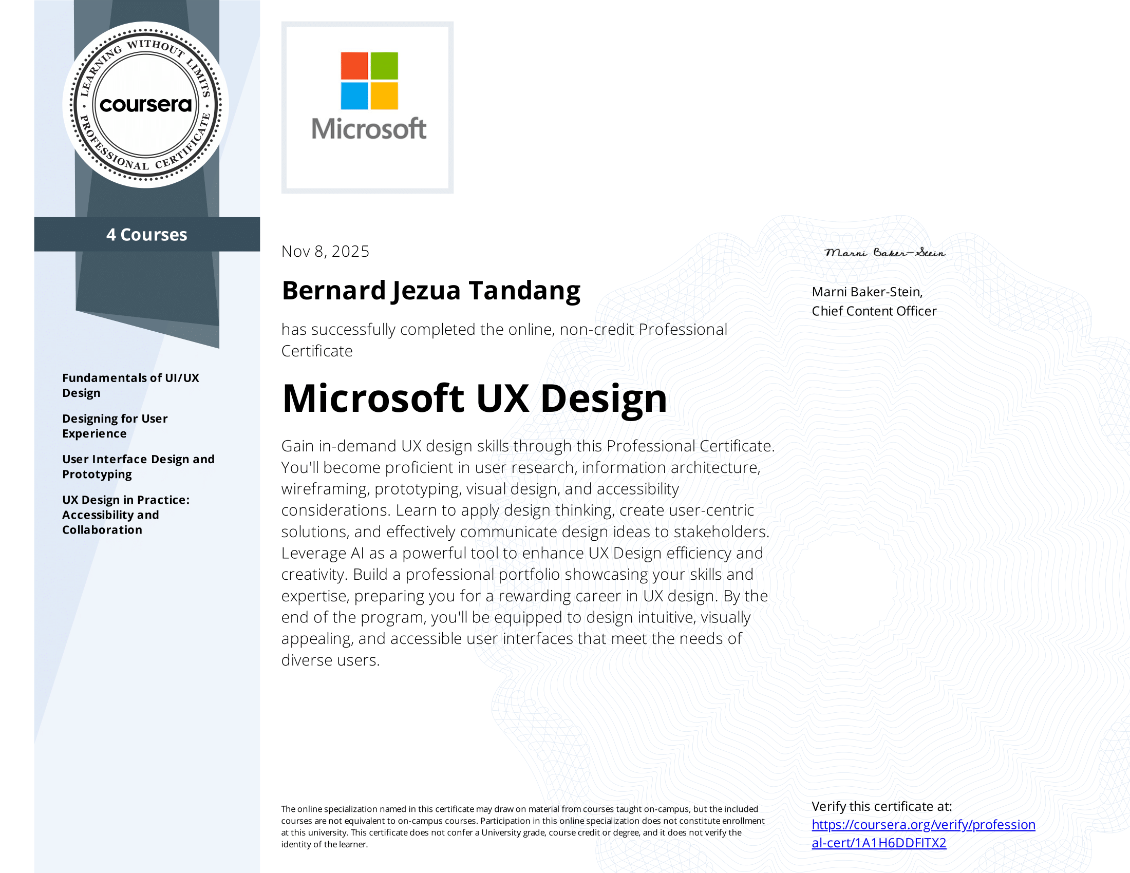 Microsoft UX Design Professional Certificate